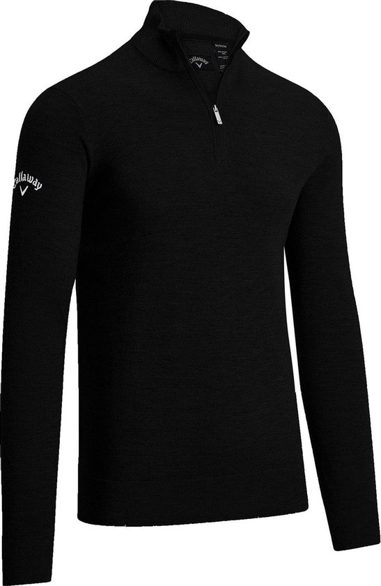 Callaway Ribbed ¼ zip Merino sweater, Black onyx, Maat L - Callaway