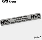 Luxe Nee Nee sticker brievenbus - Rvs kleur - Luxe - 17.5 x 2.7 cm - Aluminium - Brievenbus sticker - Geen reclame sticker