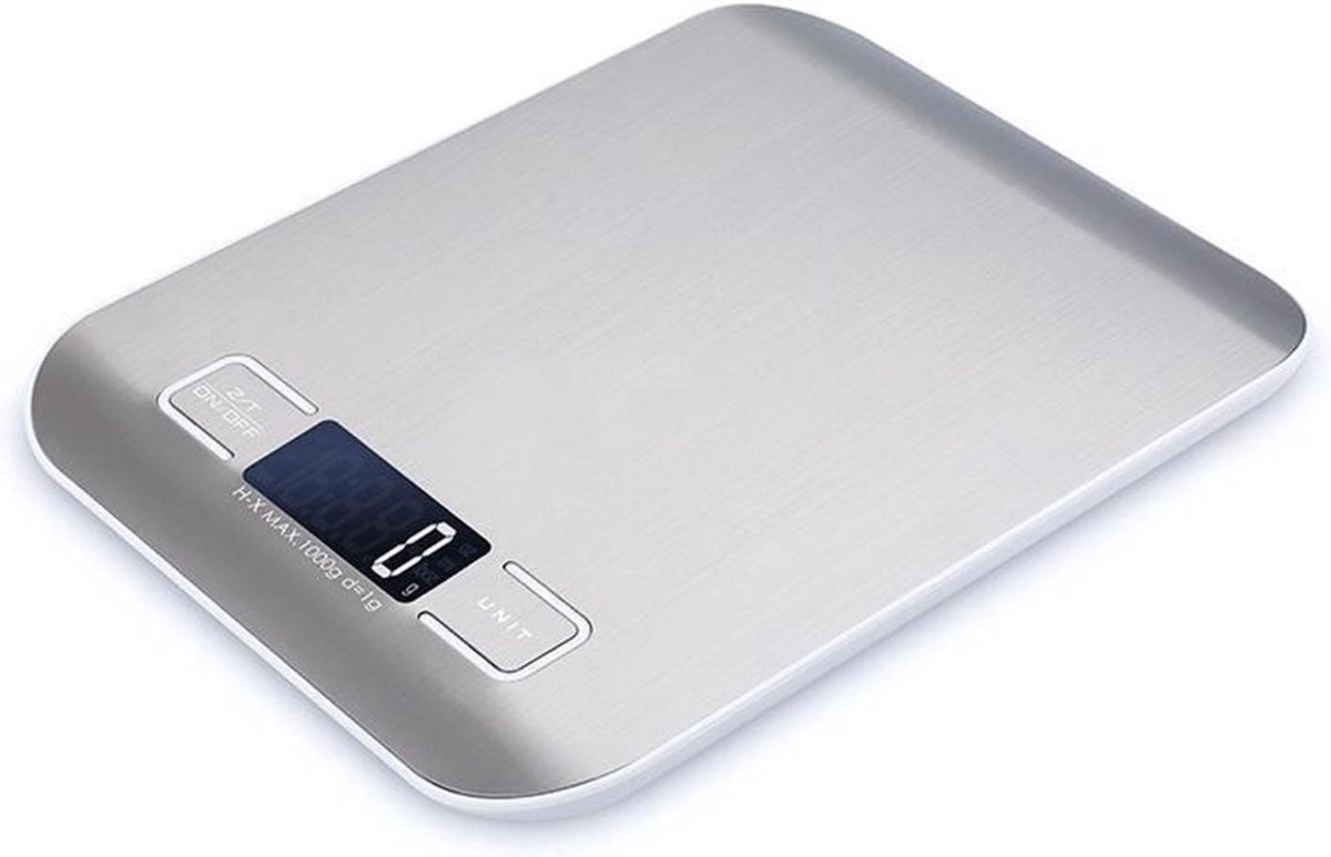 Digitale Precisie Keukenweegschaal - Tot 5000 Gram ( 5kg ) - Zilver op De Prijzenvolger
