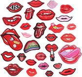 Sexy rode lippen -29 delige set -stof & strijk applicatie