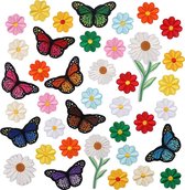 Papillons et marguerites -Ensemble de 39 pièces -Tissu et fer à repasser sur demande