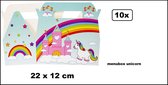 10x Menubox Unicorn 22cm x12cm karton - Verjaardag feestje themaparty festival uitdeel menu box snoep kado chocola