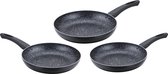 Cenocco CC-2001: Set of 3 Frying Pans with Marble Coating Copper