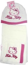 Hello Kitty winterset - muts+sjaal - wolwit /roze - maat 54 cm (5-8 jaar),