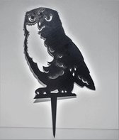 Tuinsteker - Tuindecoratie - Metaal - Tuinsieraad - Buiten - Decoratie - Gazonsteker - Plantensteker - Tuinprikker - Roest - Uil - 15cm x 31cm