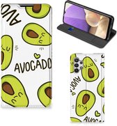 Mobiel Bookcase Valentijn Cadeautje Haar Geschikt voor Samsung Galaxy A32 5G Smart Cover Hoesje Avocado Singing