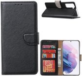 Samsung S21 hoesje bookcase zwart - Samsung Galaxy s21 hoesje bookcase - Samsung S21 portemonnee wallet case - hoesje Samsung s21 zwart - samsung s21 boekhoesje