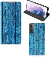 Telefoonhoesje Samsung Galaxy S21 Plus Magnet Case Wood Blue