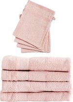 Set 4x Handdoeken 50x100 + 4x Washandjes - Zacht Roze - Hotelkwaliteit