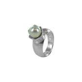 Silventi 9SIL-20720 Zilveren Ring met Parel - Dames - Bloem - Zirkonia - Parel - Wit - 10 mm Doorsnee - Maat 60 - Zilver