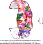 Wit siliconen bandje met unieke verf swirl print voor 20mm Smartwatches (zie compatibele modellen) van Samsung, Pebble, Garmin, Huawei, Moto, Ticwatch, Seiko, Citizen en Q – Maat: