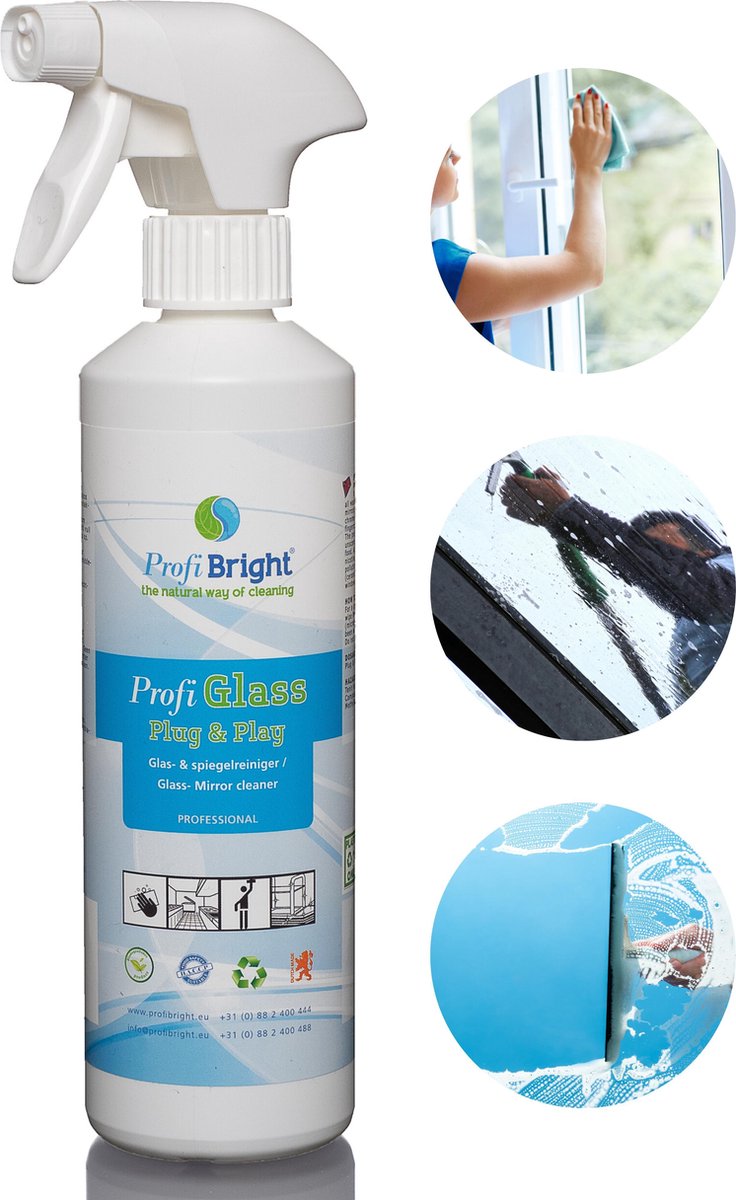 ProfiGlass Zakelijk - Glasreiniger - Interieurreiniger - Spiegelreiniger - Geen waas - HACCP - Dierproefvrij - 500 ml