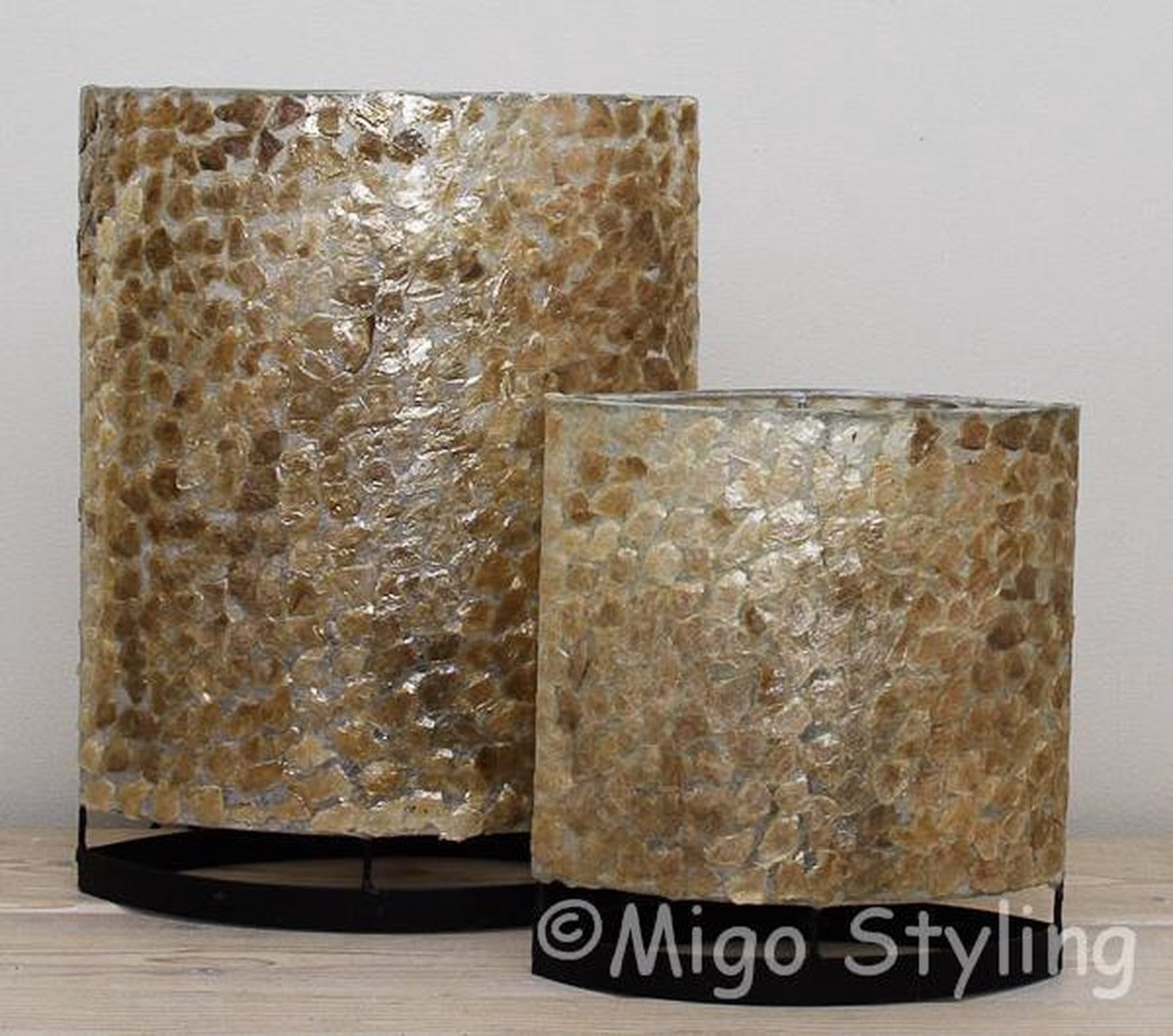 Tafellamp - Schelp - Copper - Gevlokt - Woonkamer - E27 - Nachtkast lampje - Ovaal - Bedlamp - Hoogte 30 cm