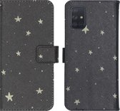 iMoshion Hoesje Geschikt voor Samsung Galaxy A71 Hoesje Met Pasjeshouder - iMoshion Design Softcase Bookcase - Goud / Zwart / Stars Gold