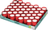 Een doos met 40 rode Bolsius kaarsen, Clear Cup PLUS.