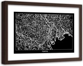 Foto in frame , Plattegrond Tokyo , 120x80cm , Zwart wit , wanddecoratie