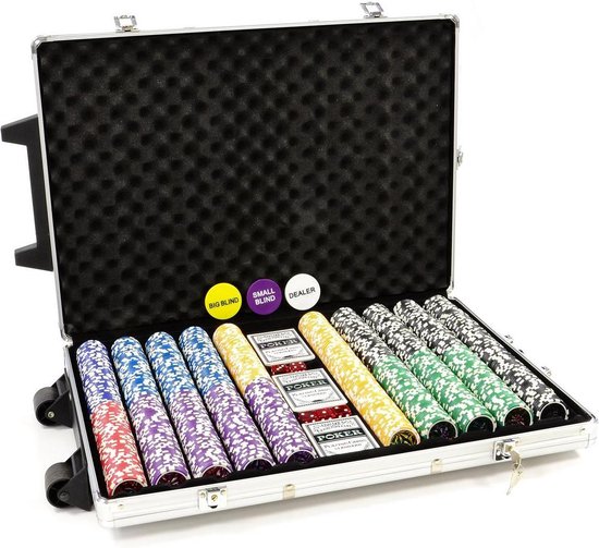 Afbeelding van het spel OPRUIMING - Luxe Professionele Aluminium Casino Pokerkoffer Trolley Pokerset 1000 Chips - Leuk Geschenk - VALENTIJN CADEAUTJE VOOR HEM - VALENTIJN GESCHENK - VALENTIJN DEAL
