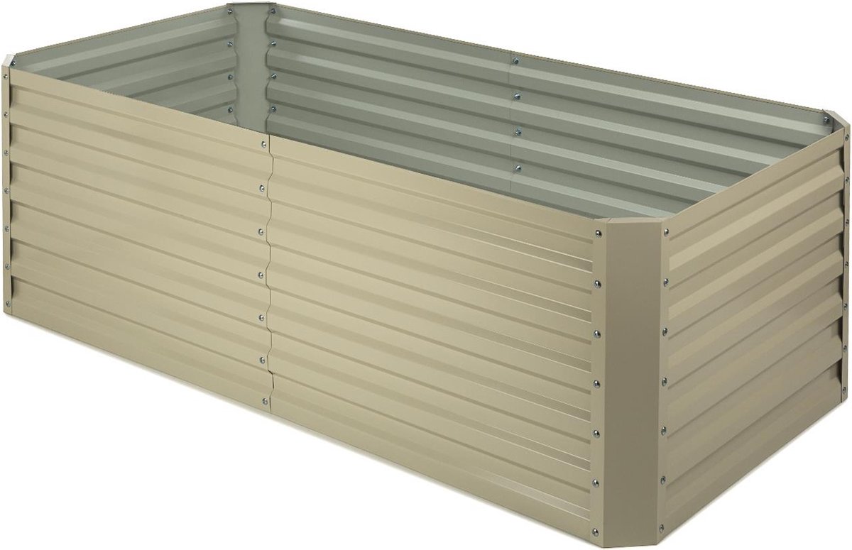 Blumfeldt Plantenbak metalen verhoogd bed, Weerbestendig plaatstalen verhoogd bed voor balkon & tuin, Roestvrij stalen verhoogd bed, Vrijstaande verhoogde bedden 180x60x90 cm, 970L groot voor bloemen, fruit, groenten - Kweekbak - voor Tuin - Zilver