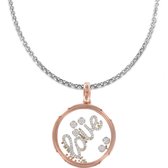 Silventi 732401095 - Ketting met hanger - Brass - 30 mm doorsnee - Love - 72 cm - Staal - Rose gold plated