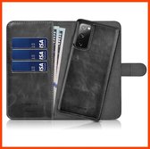2-in-1 Samsung S20 Leren Wallet Hoesje Samsung S20 - Zwart - 3 Pasjes - Leer - Geschikt voor Samsung S20 - Hoesje | Wallet | Bookcase | Cover | Achterkant | Hoes | Samsung S20 Hoesje