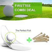 Firsttee - COMBI DEAL - LUXE Putting Trainer & 25 Bamboe Tees (70MM) - Golf accessoires - Sport - Training - Putten - Cadeau - golftrainingsmateriaal - Golfset - Trainingsmateriale