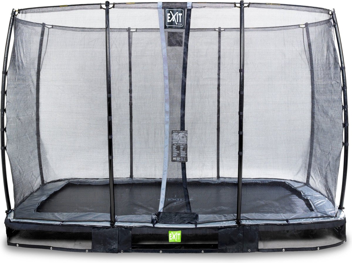 EXIT Elegant inground trampoline 214x366cm met Economy veiligheidsnet - zwart