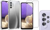 Samsung A32 Hoesje - Samsung Galaxy A32 Hoesje en Samsung A32 Screenprotector en Samsung A32 Camera Protector - Samsung A32 5G Hoesje Transparant Shock Proof Case Cover Hoes + Sams