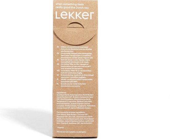 Kartonnen verpakking met ingrediëntenlijst en meertalige instructies.