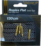 schoenveters-Tips/Gold- Ropies Zwart/Donker-Grijs 130cm lang 8mm breed High Quality