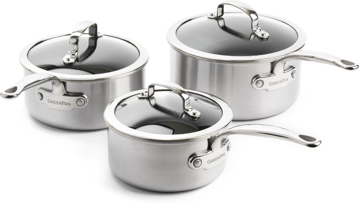 GreenPan Premiere Steelpannenset - 6-delig - RVS - Inductie