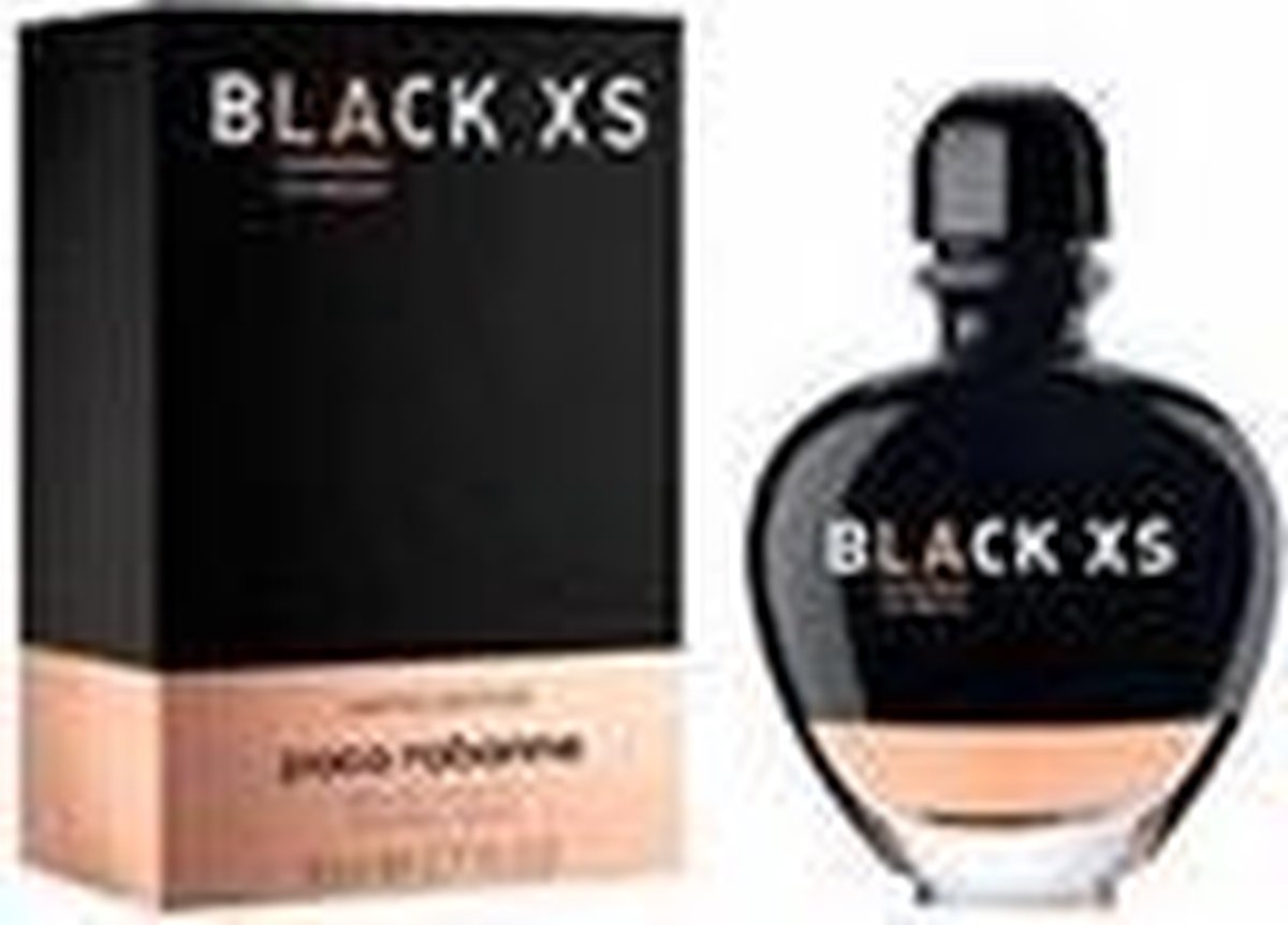 Zwarte Paco Rabanne Black XS Los Angeles 80ml eau de toilette met roze doosje.