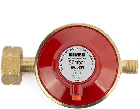 Gimeg Uni.reg.1/4 inch links - drukregelaar - propaan / butaan - met afblaasventiel