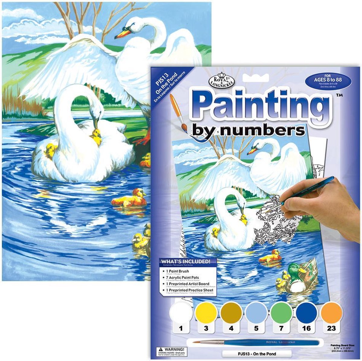 Schilderen op nummer - Paint by numbers - Zwanen in het water 22x30cm - Schilderen op nummer volwassenen - Paint by numbers volwassenen