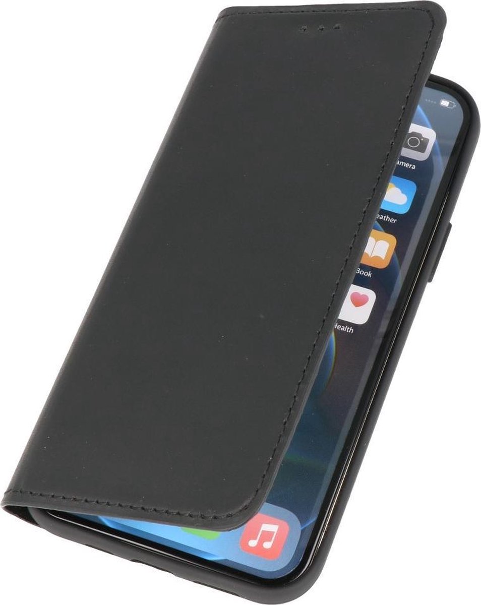 Diledro - Ultra thin flip wallet iPhone 12 Pro Max hoesje echt leer - Black