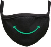 Smile glow in the dark Rustaagh mondkapje - glow in the dark - gezichtsmasker - wasbaar - niet medisch - zwart - tekst - bedrukt