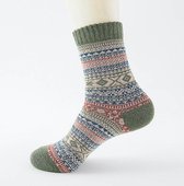 ''OP=OP'' Warme Groene sokken dames - 3 paar - Warme sokken heren - Kerstsokken dames - Kerstsokken heren - maat 39-42 - Huissokken - Wollen sokken - Vintage - Noorse sokken - Comf