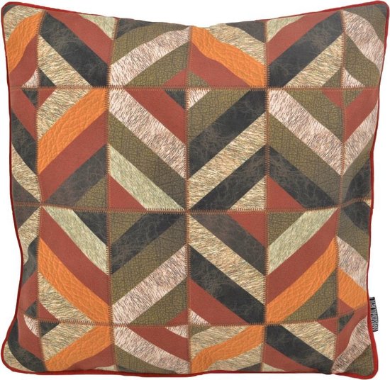 Housse de coussin à rayures patchwork #1 | Simili daim / Polyester | 45 x 45 cm