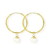PROUD PEARLS® Gouden oorringen van 3cm met echte parels