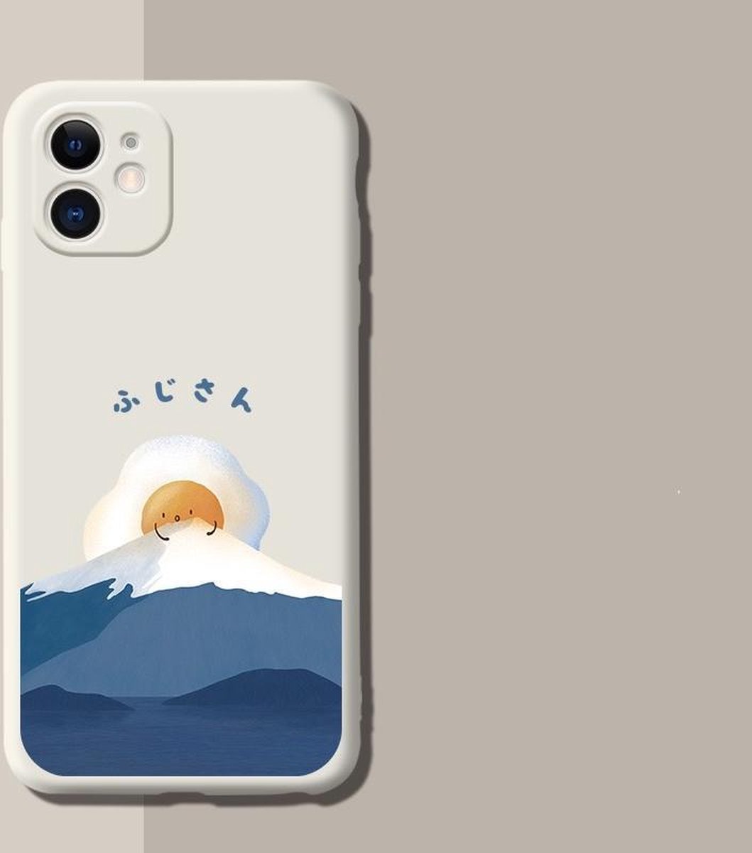 iPhone 11 Hoesjes Siliconen Hoes Case - Sun eeg Montain - wit - schattig - interessant -Tekenfilms - Dezelfde mobiele achtergrond
