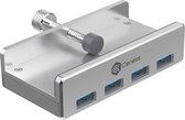 Ceness - USB 3.0 Hub met Klem voor Vastzetten - Usb Splitter voor Laptop - Usb Hub 4 Poort - Usb Verdeler - 5 Gbps - Inclusief Kabel - Aluminium