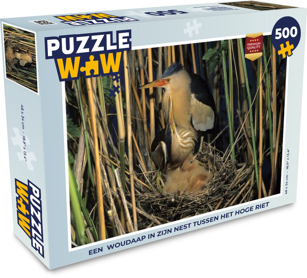 Puzzel 500 stukjes Woudaap - Een Woudaap in zijn nest tussen het hoge riet  - PuzzleWow heeft +100000 puzzels - PuzzleWow