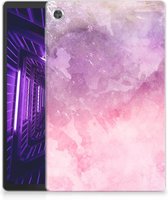 Siliconen Back Case Lenovo Tab M10 Plus Tablet Hoes Pink Purple Paint met doorzichte zijkanten