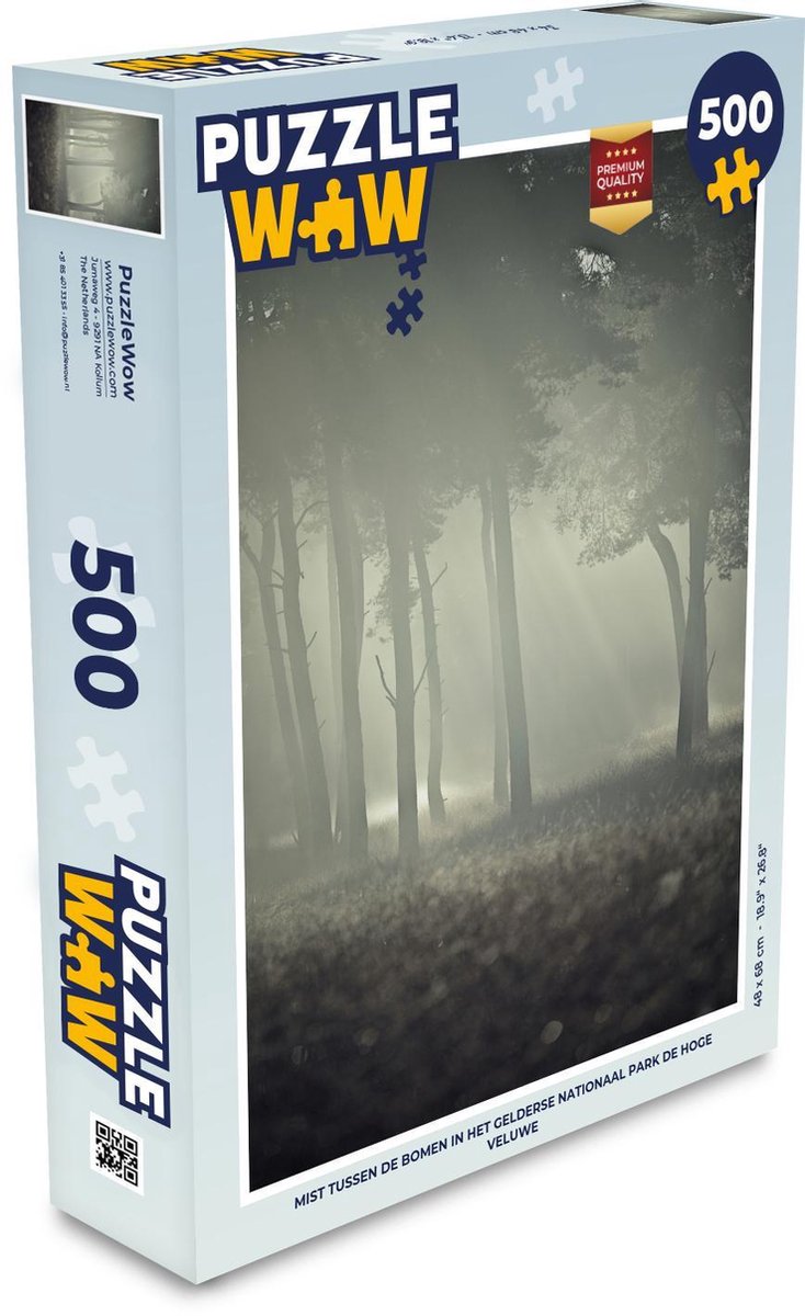 Afbeelding van product Puzzel 500 stukjes Nationaal Park De Hoge Veluwe - Mist tussen de bomen in het Gelderse Nationaal Park De Hoge Veluwe - PuzzleWow heeft +100000 puzzels