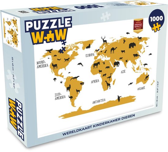 Puzzle Propres cartes du monde 4-3 1000 pièces - Wereldkaart animaux de ...