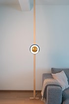 Dasein Products - Blue Monday - bijzondere staande lamp - hout - handgemaakt in België - award winning design - sfeerlicht - de lamp wordt geklemd tussen vloer en plafond