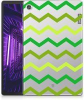 Hippe Hoesje Lenovo Tab M10 Plus Backcase Ontwerpen Zigzag Groen met doorzichte zijkanten