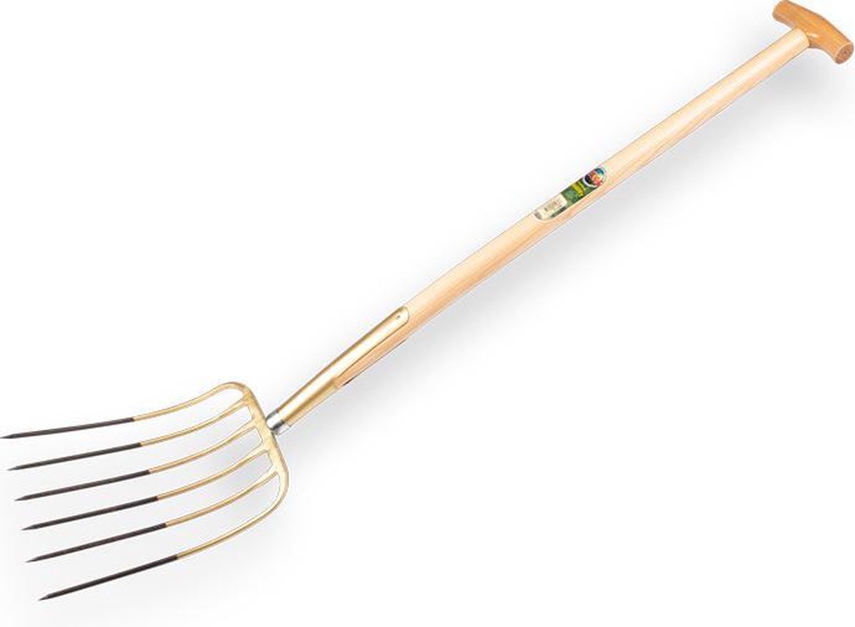 Mestvork / spitvork / compostvork Offner 6 tands brons met T-steel 90 cm