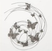Muurdecoratie - Wanddecoratie met vlinders - 3D - Sierobject voor aan de wand - Metaal - Zilver 83 x 98 CM