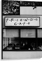Canvas  - ''Friends Cafe'' (zwart/wit) - 80x120cm Foto op Canvas Schilderij (Wanddecoratie op Canvas)