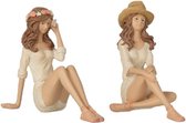 J-Line Meisje Boho Zittend Poly Beige/Zalm Assortiment Van 2